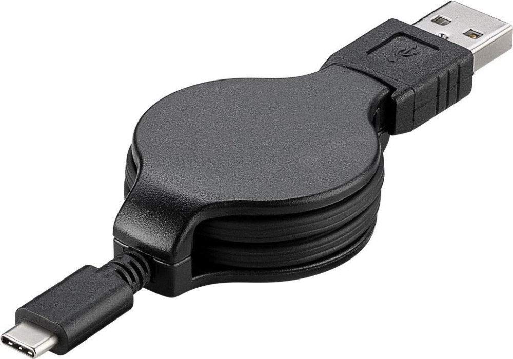 PremiumCord ku31cn1bk Winding Cable USB-C 3.1 to USB 2.0 Connection Cable 1 m, Charging and Data Cable, USB 3.1 Type C Male to USB 2.0 Type A Male, 3X Shielded, Colour Black, Length 1 m
