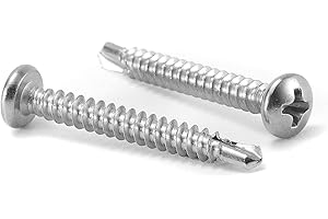 #10 x 1-1/4" Sheet Metal Screws 100Pcs 410 Stainless Steel Pan Head Fast Self Tapping Screws by SG TZH