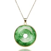 Green Jade "Good Fortune" Pendant Necklace, Natural Jade Agate Crystal Healing Handmade Good Luck Gift Jewelry
