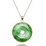 Green Jade "Good Fortune" Pendant Necklace, Natural