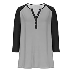 Womens 3/4 Sleeve Tops and Blouses Plus Size