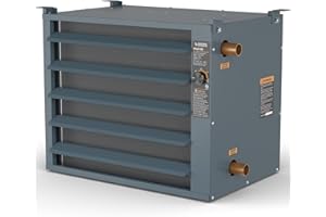 ALECOIL 100,000 BTU Hydronic Hot Water Hanging Unit Heater with Water Temperature Control Switch HHA100 Water to Air Heat Exchanger with Fan for Outdoor Wood Furnaces, Garage and Warehouse Heating