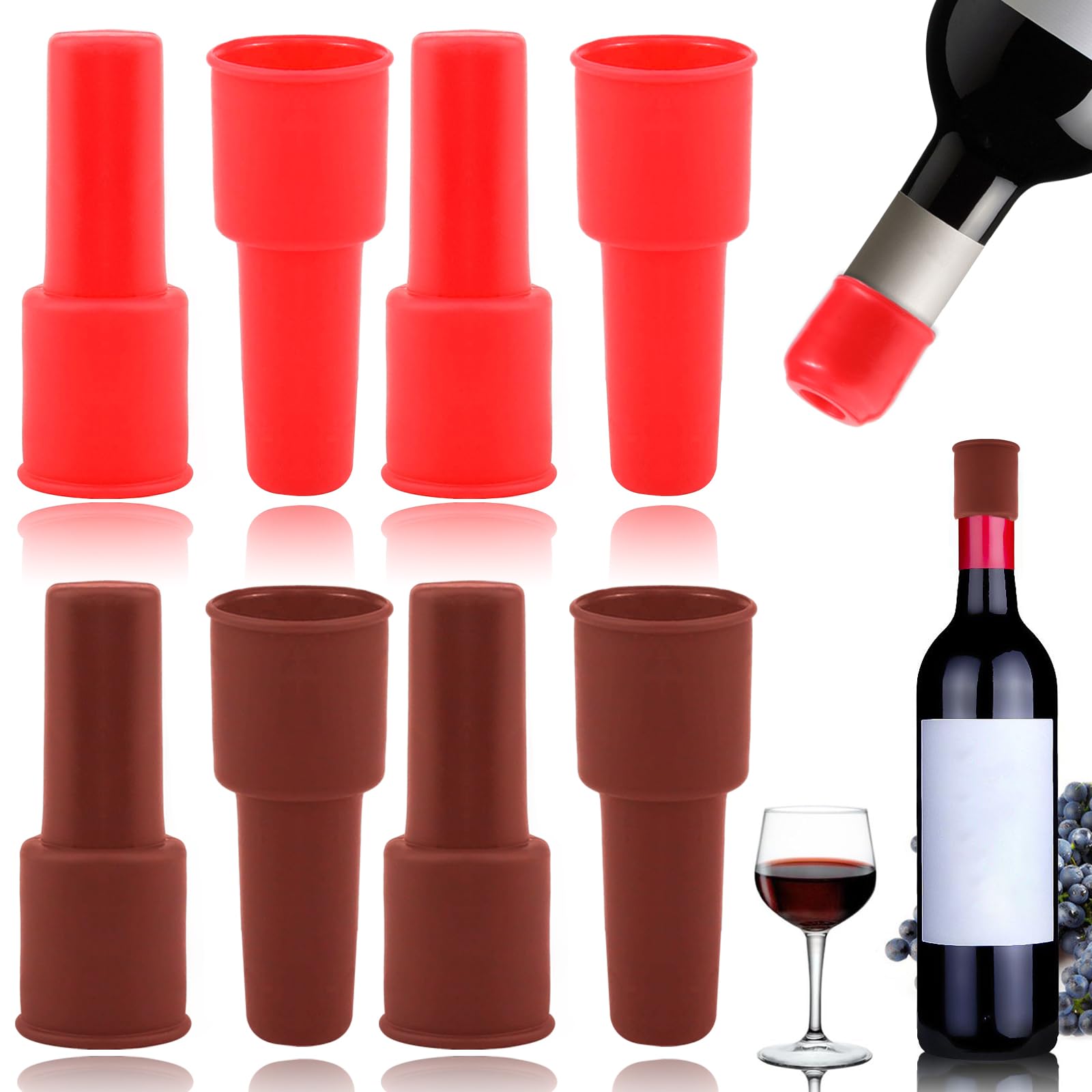 Vodolo Silicone Wine Stopper - 8pcs Reusable and