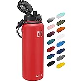 Fanhaw 40 oz Insulated Stainless Steel Water Bottle with Chug Lid, Leakproof & Sweat-Free Extra-Large Metal Bottle for Outdoor, Hiking & Gym (Red)