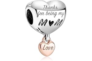 MSPOVOF Mom Heart Family Charms Bead for Bracelets and Necklaces 925 Sterling Silver For Women Jewelry Present