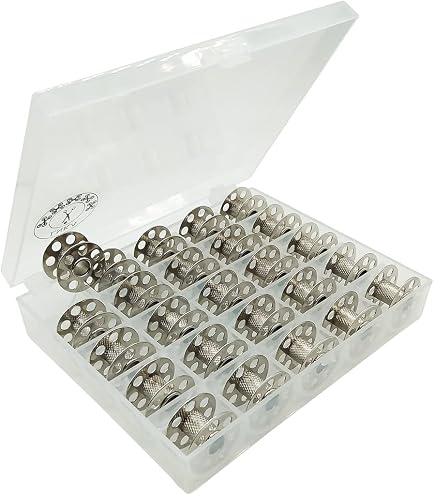 HONEYSEW 25PCS Metal BOBBINS With Clear Box # 0115367000-B Alt