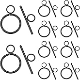 CRAFTYMELODY 10Sets Stainless Steel Toggle Clasps T-Bar Closure Clasps Extender Black OT Toggle Connectors for Jewelry Findings Making Accessory Supplies DIY Craft Bracelet Necklace