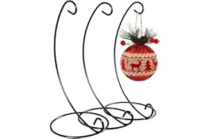 Abom 9in Ornament Display Stand, Tabletop Ornament Hanger, Terrariums Holder, Black Hanging Hook for Christmas & Halloween Decoration, Glass Crystal Witch Ball, Home Wedding, Party Decor (3 Pack)