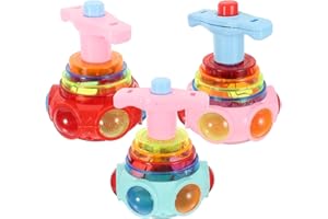 Zerodeko 3pcs Light-up Spinning Musical Tops for Kids, Led Flashing Gyro Toy Set with Sound and Colorful Lights, Fun Party Fa