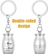 Bestomrogh Mini Cremation Urn Stainless Steel Keepsake Ash Holder Keychain view 3