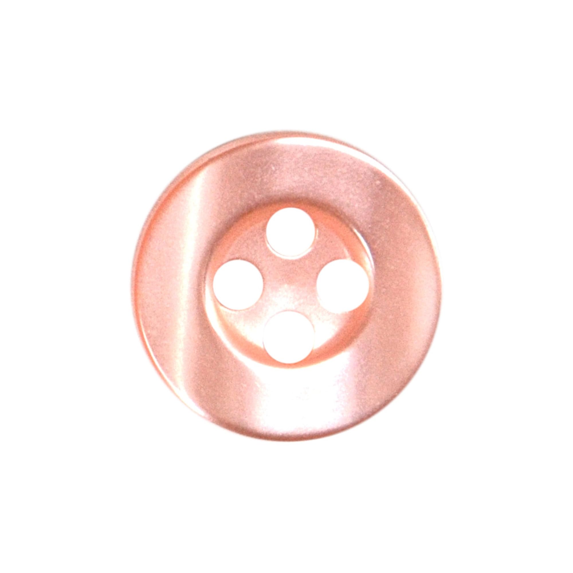 11mm Round Sew On Plastic Buttons for Shirts & Blouses - Pearlescent, Flat with 4 Holes, 18L - Pack of 20 - Peach