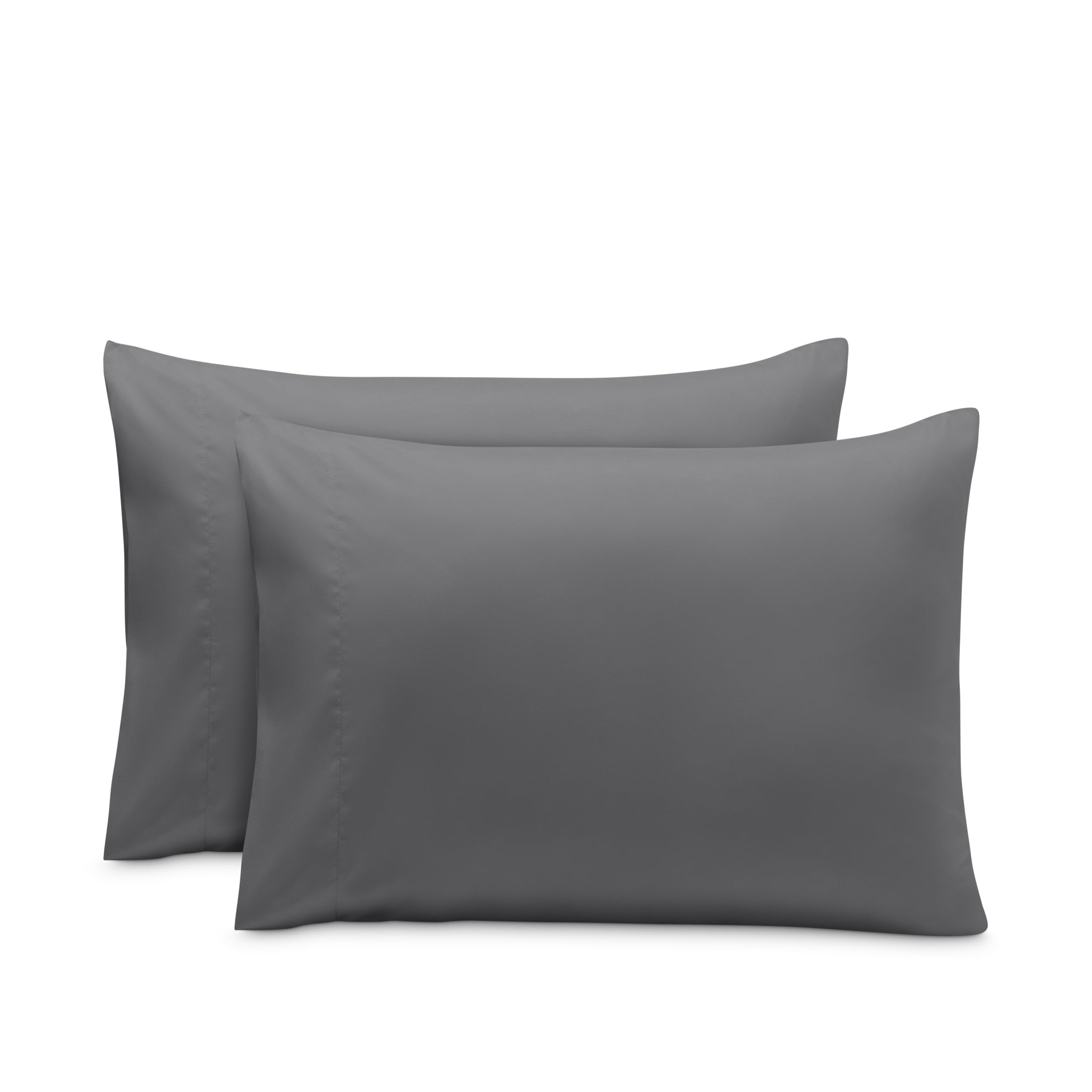 Bare Home Microfibre Pillowcase Set Standard Size - 2 Pack Pillow Cases - Lightweight - Cooling - Soft Brushed Microfibre - Pillow Covers (50x75, Grey)