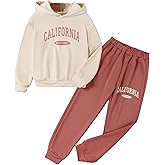 COZYEASE Girls' 2 Piece Outfits Graphic Cute Hoodie Sweatshirt and Sweatpants Sweatsuits Set