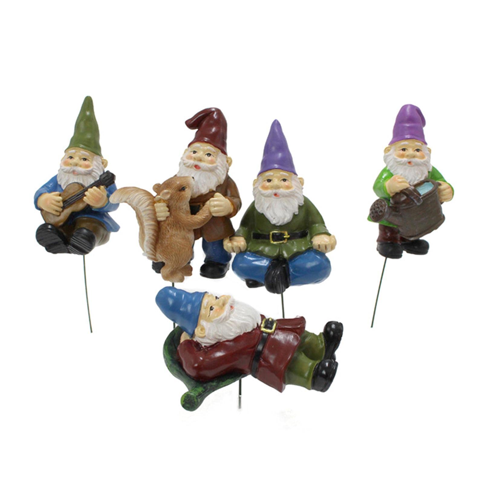 MOVKZACV 5Pcs/Set Garden Gnome Statue,Garden Ornaments Outdoor Decoration,Miniature Fairy Accessories Outdoor Garden Statues Gnome Decor