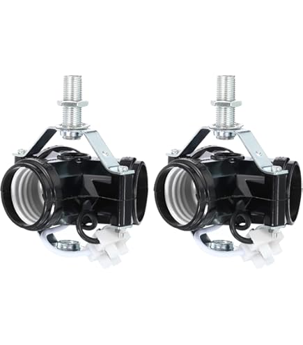 B&P Lamp® Twin E26 Medium Base, Glazed Porcelain Socket With Single 1/8IP Bushing Strap And 24 Inch Leads