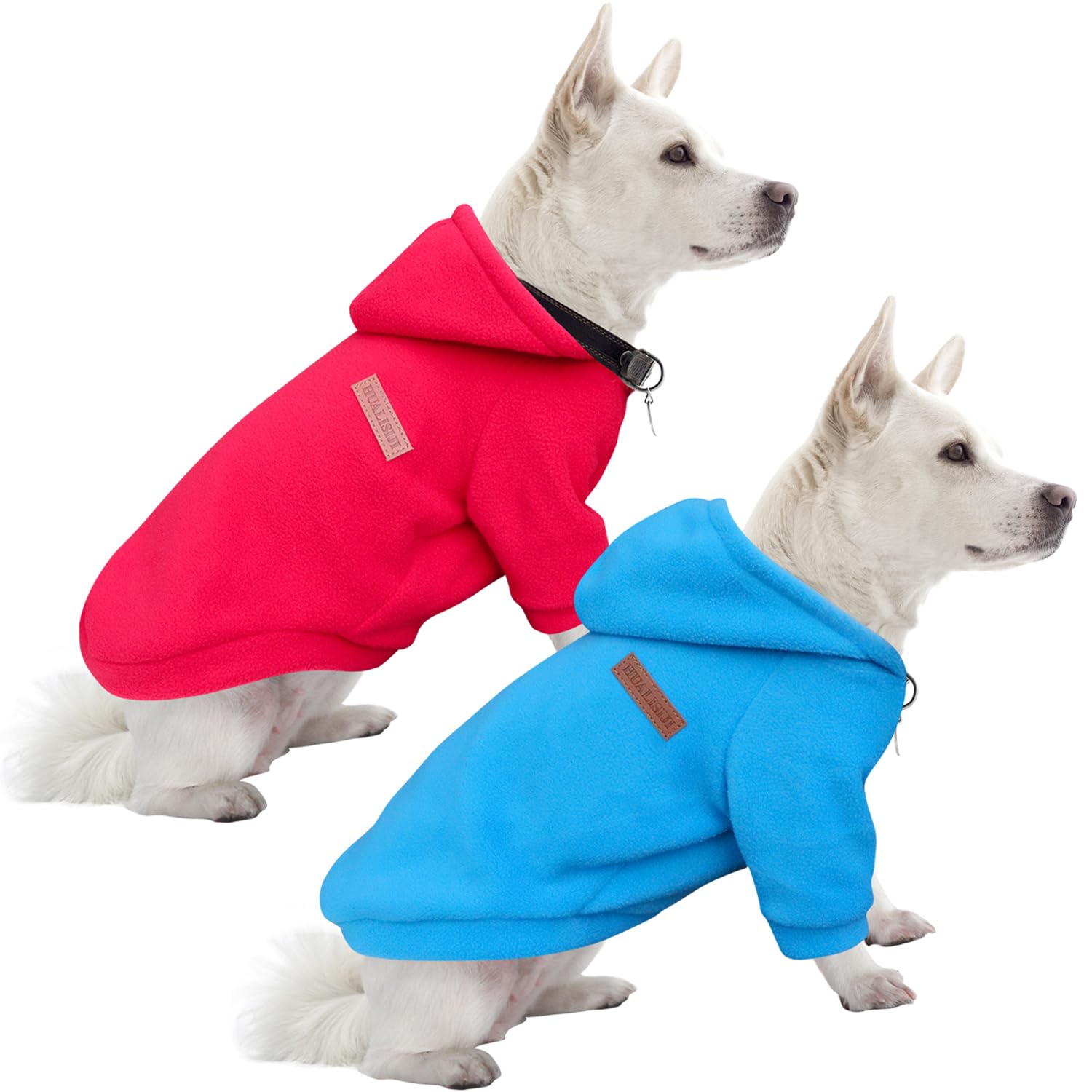 HuaLiSiJi Dog Hoodie Dog Sweatshirt Elasticity Fabric is Quite Comfortable, Soft and Warm for the Animal and Easy to Wear (Red+Blue, M) — image 1