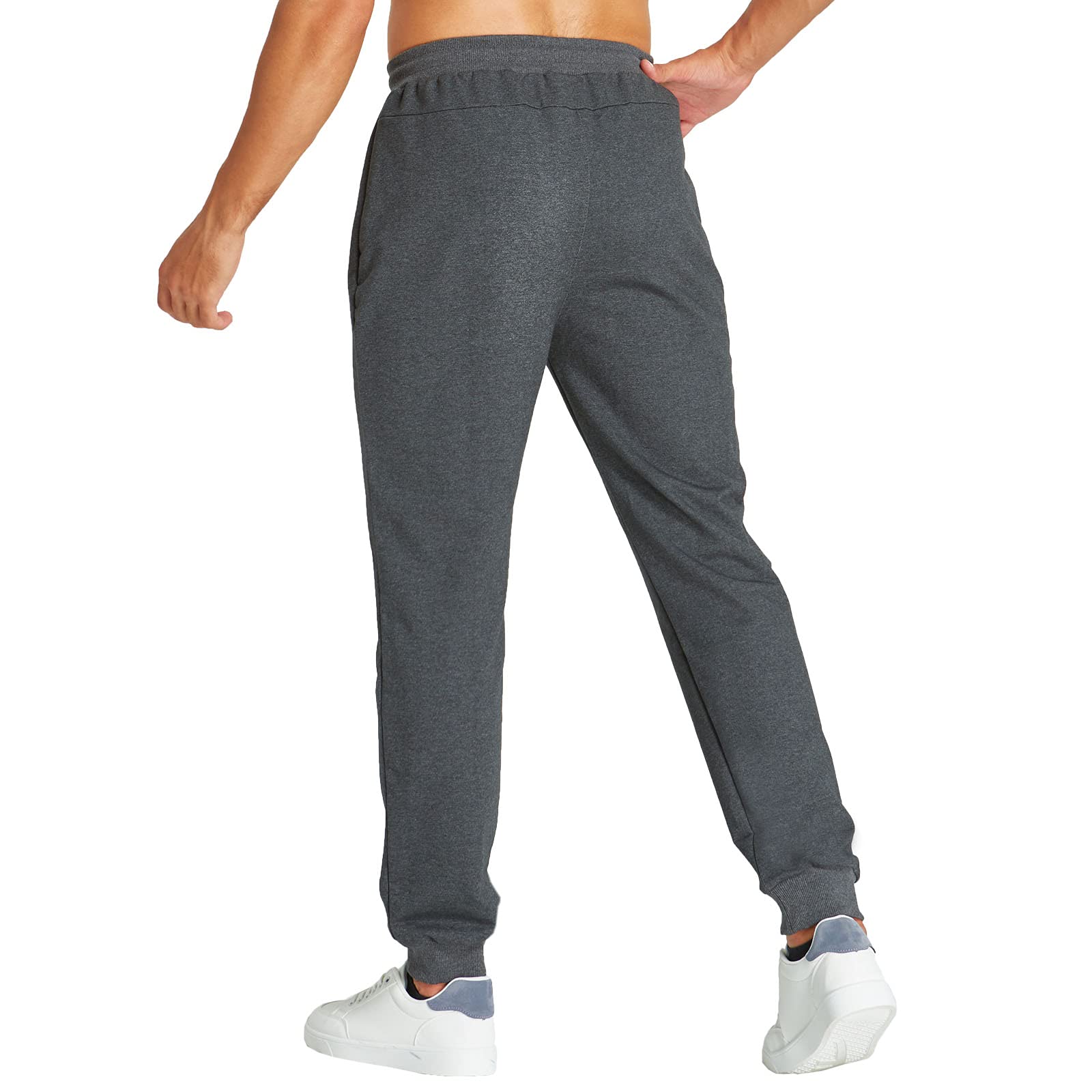 JustSun Jogginghose Herren Trainingshose Männer Sporthose Herren Lang Baumwolle Fitness Freizeithose Herren Reissverschluss Taschen Dunkelgrau L 2