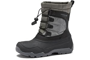 LONDON FOG Kenji Snow Boots for Kids - Insulated Waterproof Winter Snow Boots for Boys and Girls - Black/Dark Grey