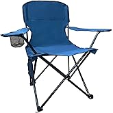 VOYSIGN Folding Camping Chair with Cup Holder & Storage Bag, 225lbs Capacity, Large Anti-Sink Feet, Breathable PE Coated Fabric for Outdoor, Hiking, Beach, Fishing, Backpacking, Cyan