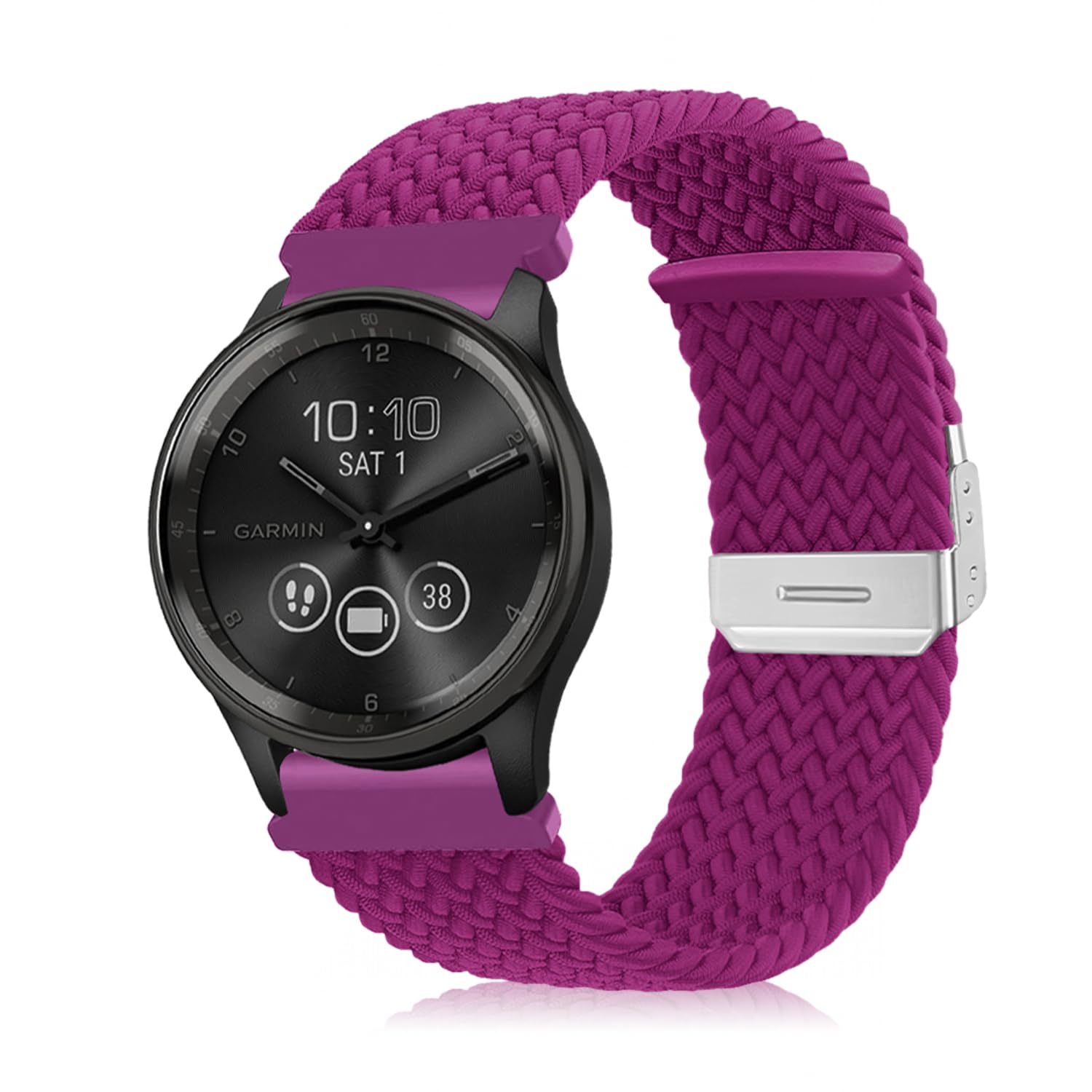 Niboow 20mm Strap for Garmin Venu Sq 2/Venu Sq 2 Music/Venu Sq/Venu Sq Music/Venu 2 Plus, Elastic Nylon Braided Watch Bands for Garmin Vivoactive 5/Vivoactive 3 Music/Forerunner 245-Dark Red