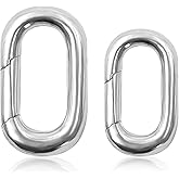 Yitexin 2 Pieces 925 Sterling Silver Oval Jewelry Clasps, 12 & 14 mm Necklace Enhancer Shortener Clip Connector, Spring Bail Clasp Rings Carabiner for Bracelet Anklet Keychain Jewelry Making (Silver)