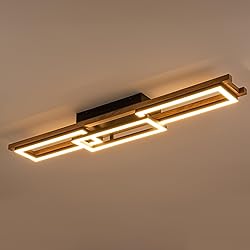 Lingkai 39.3" LED Modern Ceiling Lights Wooden