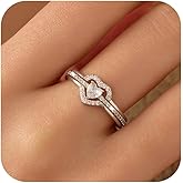 KIFUTENG Stackable Heart Rings for Women 925 Sterling Silver Mother Daughter Rings Set for 2 Friendship Rings Promise Rings for Her Cubic Zirconia Eternity Engagement Wedding Band Ring Jewelry