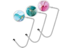 Knocent Purse Hook Handbag Hangers for Table Handbag Storage Decor Table Hook,Womens Bag Handbag Hanger Holder(3Pack Marble P+G)