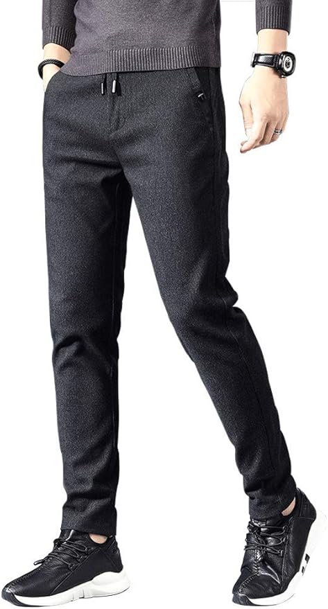 HONIEE Menâs Elastic Waist Stretch Dress Pants Slim Fit Casual Pants at Amazon Menâs Clothing store