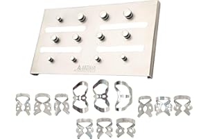 ARTMAN Instruments Rubber Dam Clamps Set of 12 with Autoclavable Organizer Stand Rack – Dental Isolation Tools for Professional Use