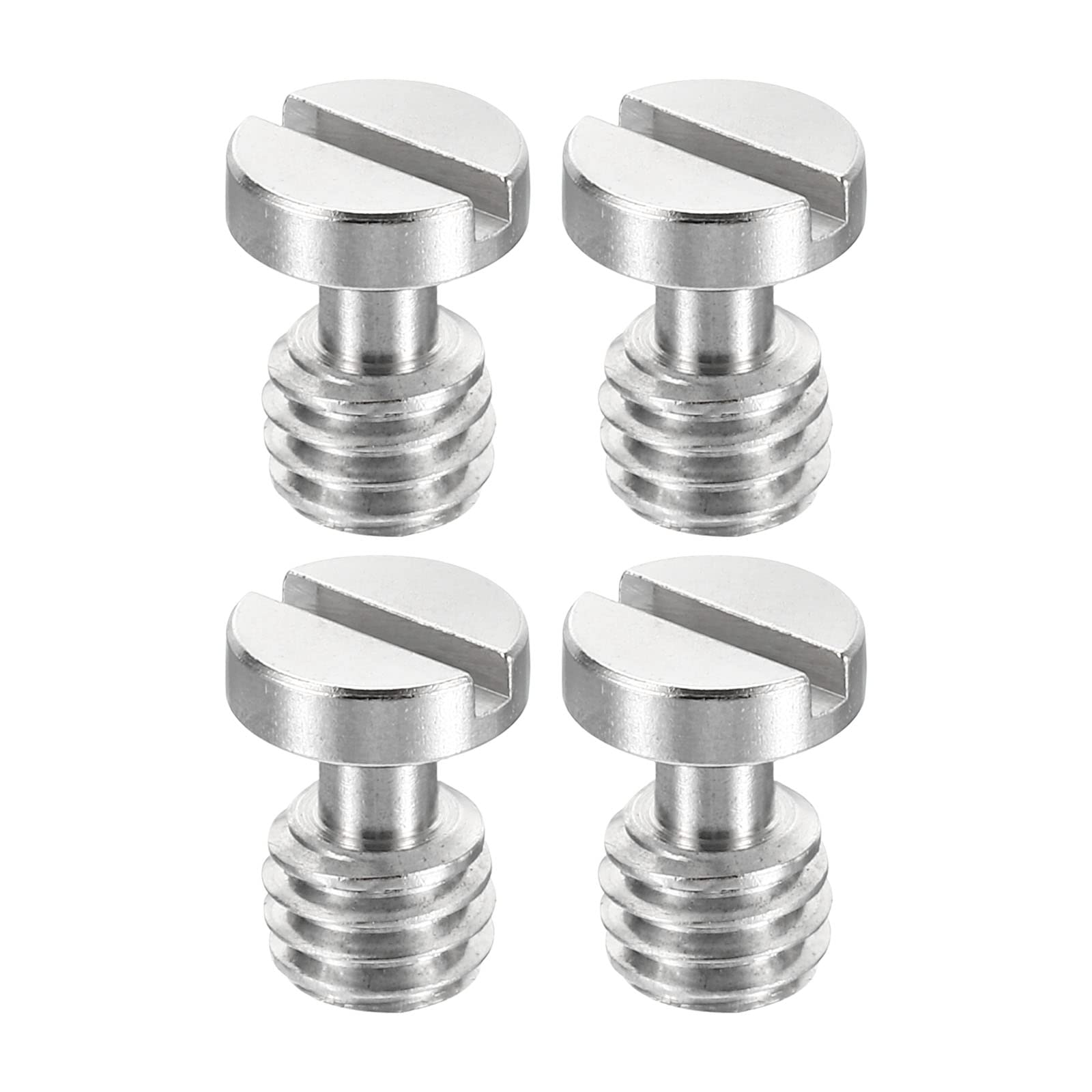 PATIKIL 3/8"-16 Thread 16mm Length Camera Quick Release Screw Tripod Screw, 4 Pack Stainless Steel Flat Slot Screws for DSLR Camera Rig Accessories, Silver