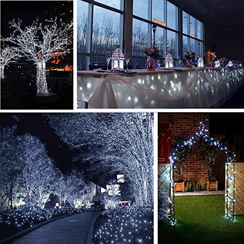 Upgraded Solar Outdoor String Lights- 100 LED 8 Modes Copper Wire Lights, 2-Pack Solar Garden Lights, Waterproof Fairy Lights for Tree, Patio, Home, Yard, Pathway, Party, Wedding (32FT, White)
