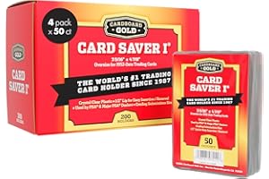 Cardboard Gold CARD SAVER 1-200 Count - Semi Rigid Card Holder, Trading Card Protectors - PSA-Approved Cardsaver for Baseball, Trading, Sports Cards - Card Sleeves, Binder, & Storage Box Compatible