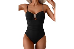 Eomenie One Piece Swimsuit for Women Tummy Control Ruched Bathing Suit Cutout U Wire Swim Suits