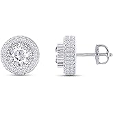 SAVEARTH DIAMONDS Moissanite Stud Earrings 2.50Ct,14K Gold Plated 925 Sterling Silver Screw Back, Lab Created Round Cut Brilliant D Color VVS1 Clarity Moissanite Diamond Earrings Studs for Women Men