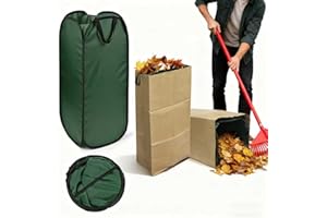 YIBOBO 2Pack Reusable Pop-Up Leaf Bag Funnel and Yard Waste Bag Holder for 30 Gallon Paper Lawn Bags, Multi-Use Dustpan and Foldable Design for Effortless Leaf Collection