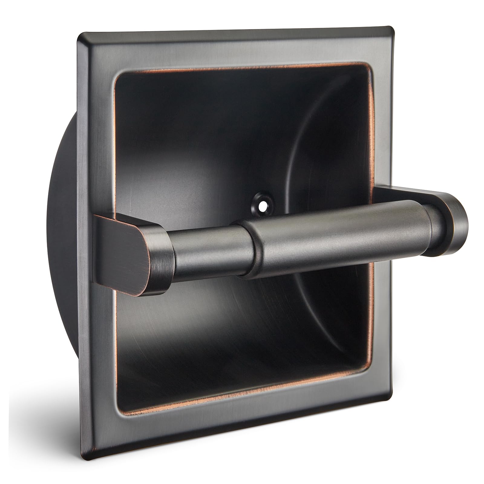 JunSun Oil Rubbed Bronze Recessed Toilet Paper Holder Stainless Steel ORB Toilet Paper Roll Holder Tissue Holder Tissue Roll Holder 6" X 6" Square Jumbo Mega Roll Holder Rear Mounting Bracket Included