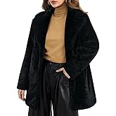 Bgylu Women's Faux Fur Coat Teddy Fuzzy Fleece Open Front Elegant Lapel Collar Long Sleeve Longline Loose Jacket