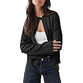 Saodimallsu Womens Lightweight Cardigans Open Front Long Sleeve One Button Casual Crewneck Loose Knit Shrug Sweater