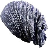 6LK Slouchy Beanie Hat for Men Women Long and Oversized Stretch Knit Skull Cap for Winter