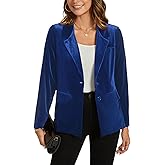 MINTLIMIT Womens Velvet Blazer Suit Jacket Long Sleeve Notched Lapel Button Coat Work Office Blazer Jacket with Pockets