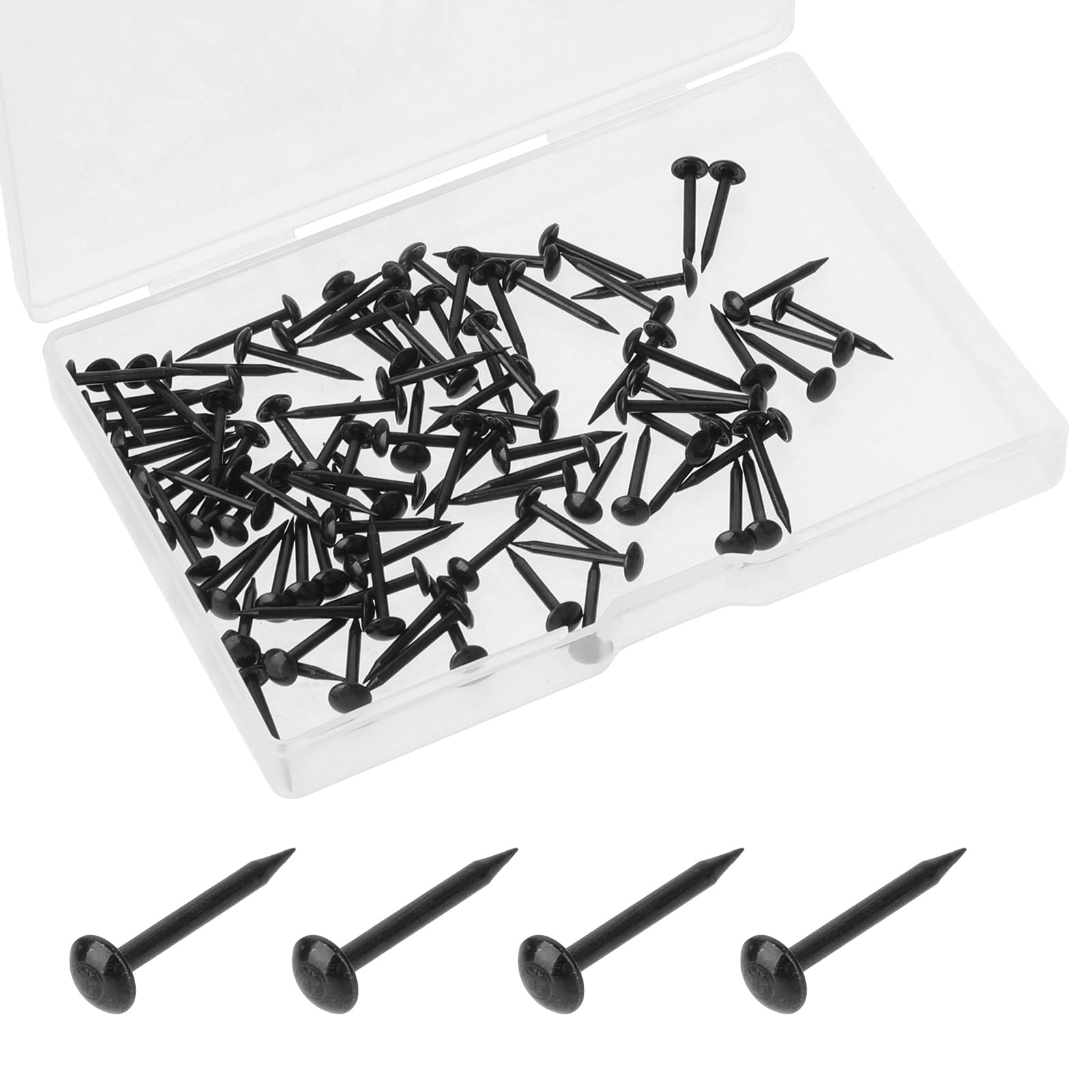 Photo 1 of 100 PCS Upholstery Nails Tacks Black Round Head Thumb Tacks Metal Long Thumb Tacks Iron Hardware Finishing Nails Wall Hanging Nails Decorative Push Pins for Wood Door Furniture Sofa