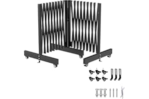JTZFD 16 FT Industrial Metal Expandable Barricade，Retractable Traffic Fence with Casters, Folding Security Gate，Portable Barricade Gate for Construction Area, Traffic Control, Cordon(Black）