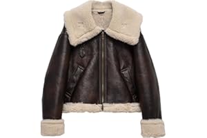 LY VAREY LIN Women Faux Leather Jacket with Faux Fur Lining Warm Winter Biker Coat