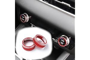 MUXEE Air Conditioner Switch Knob Cover Aluminum Alloy Trim Cover for Mitsubishi Outlander 2022 2023 2024 - Aluminum Alloy red.