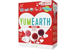 YUMEARTH Yum Earth Organic Lollipop Suckers - About 28 Allergy Friendly Valentine Exchange Wrapped Pops