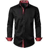 JEMITOP Men's Stretch Multi-Use Long Sleeve Dress Shirts Party Prom Wedding Shirts with Slight Sheen