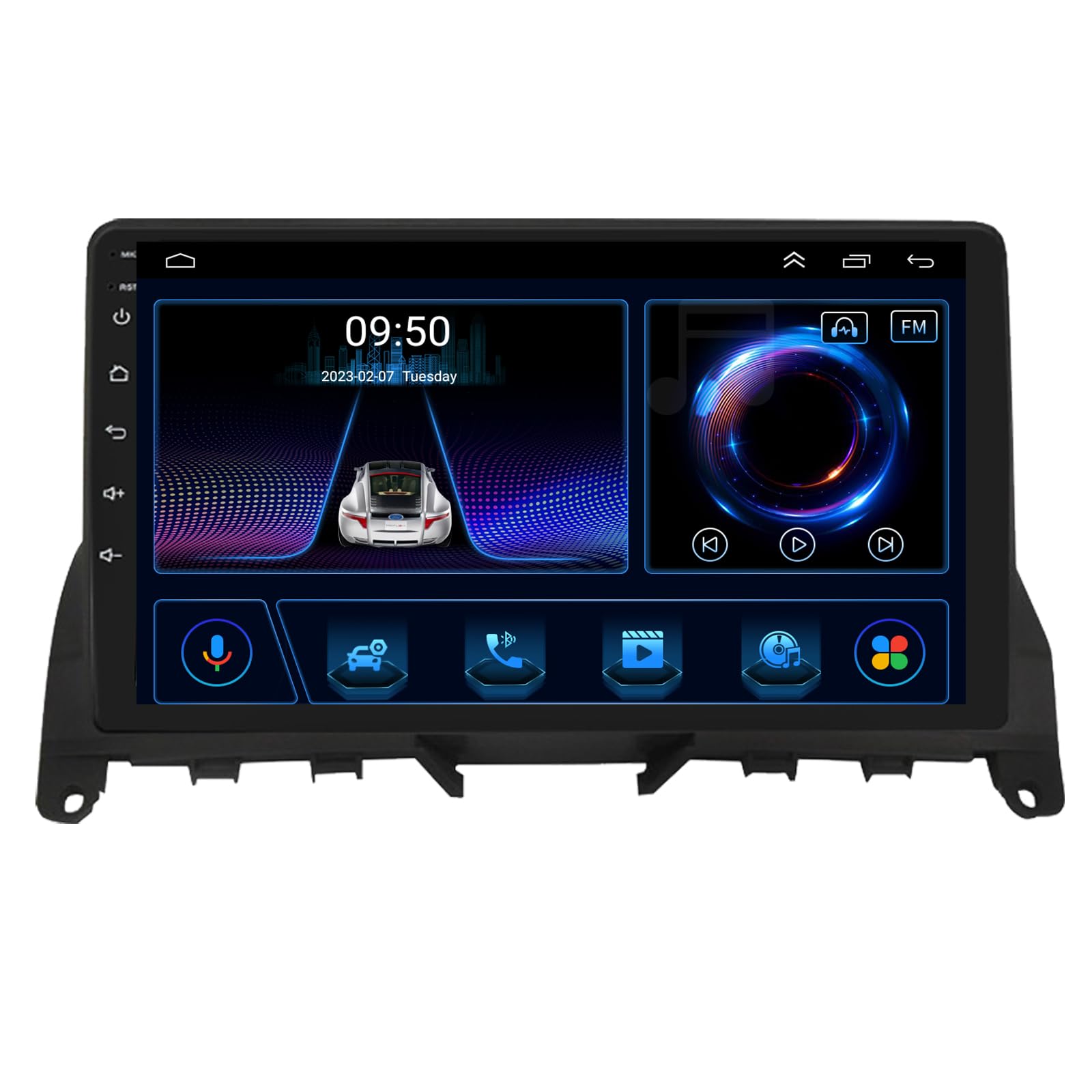 For Mercedes Benz C Class 3 W204 S204 2006-2011 9"Android 11 Car Stereo DAB+Radio Carplay Head Unit GPS Sat Nav Bluetooth Android Auto Bluetooth Touch Screen Car Multimedia Player WiFi+SWC+FM/AM Radio