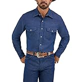 Wrangler Men's Cowboy Cut Western Chambray Snap Long Sleeve Work Shirt