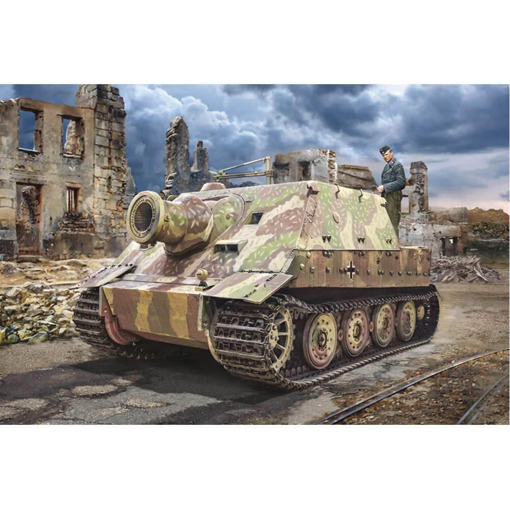 Italeri -6573 38cm RW 61 Auf Sturmmorser Tiger 1:35 Scale, Model Kit, World War II, Plastic Model Tanks to Assemble and Paint, Grey, 56573
